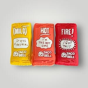 Taco Bell Fire Hot Mild Sauce Packets Shoe Croc Charms - Set of 3